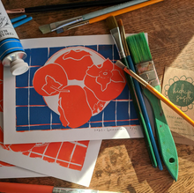 Load image into Gallery viewer, block print card - persimmon
